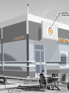 First rejected design draft (in b/w)